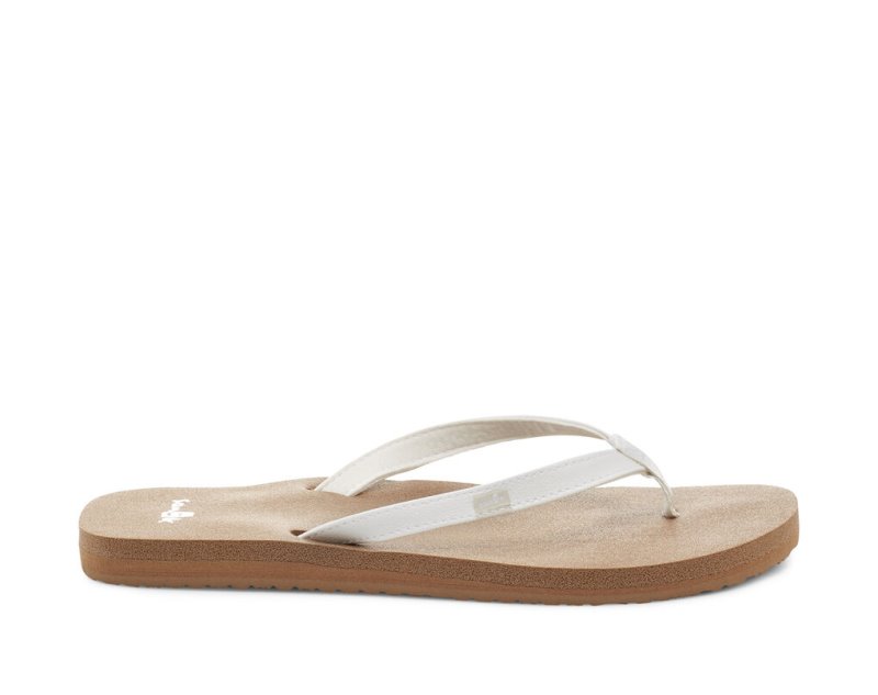 Sanuk Womens Yoga Joy White / Brown Sandals | SFUQWK146